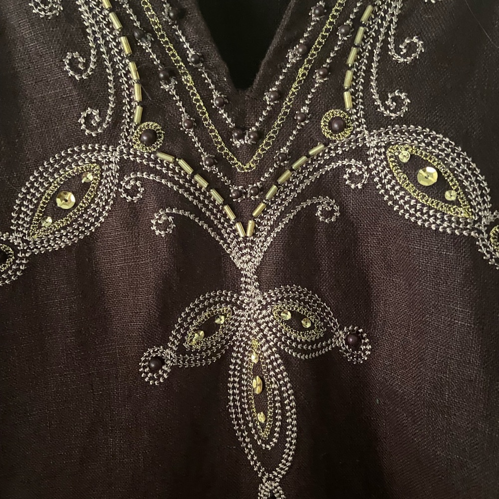 Brown Linen Top Tunic Style